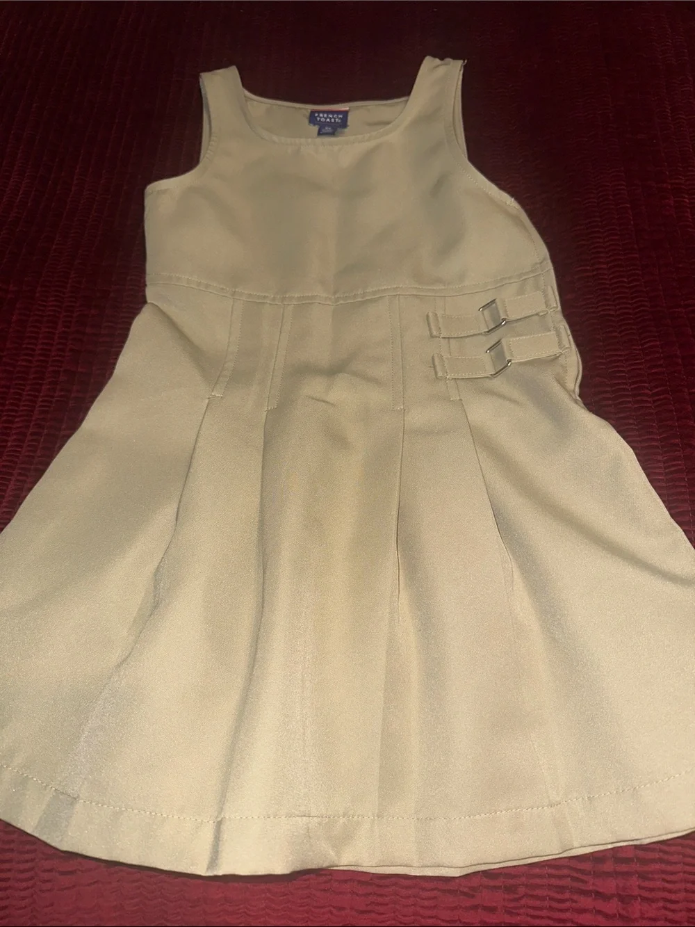 French Toast Khaki School Jumper with Side Buckle Detail